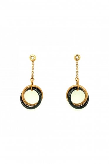 18ct Rose Gold Diamond & Black Ceramic Interwined Drop Earrings