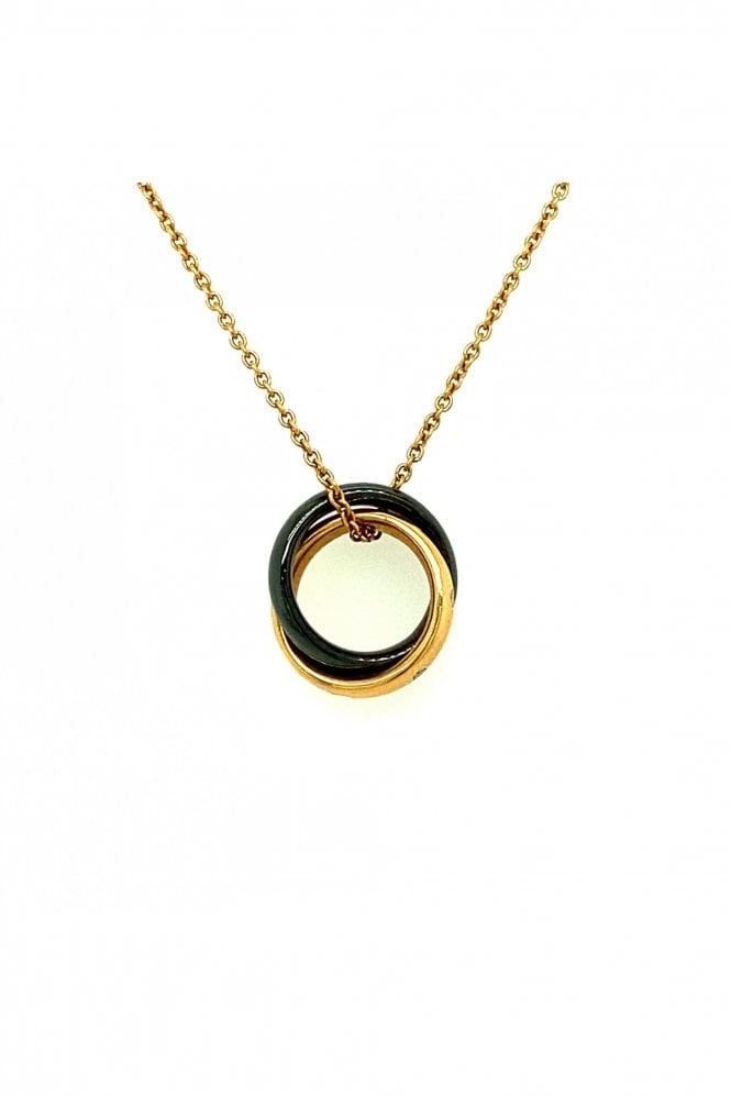 18ct Rose Gold Diamond & Black Ceramic Interwined Pendant