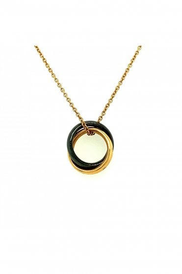  18ct Rose Gold Diamond & Black Ceramic Interwined Pendant