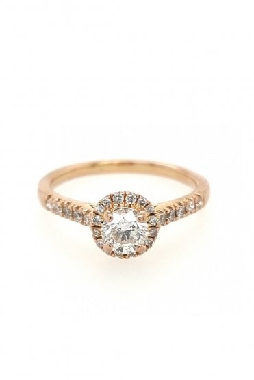 18ct Rose Gold Diamond Cluster Ring  Claw Set Halo and Shoulders