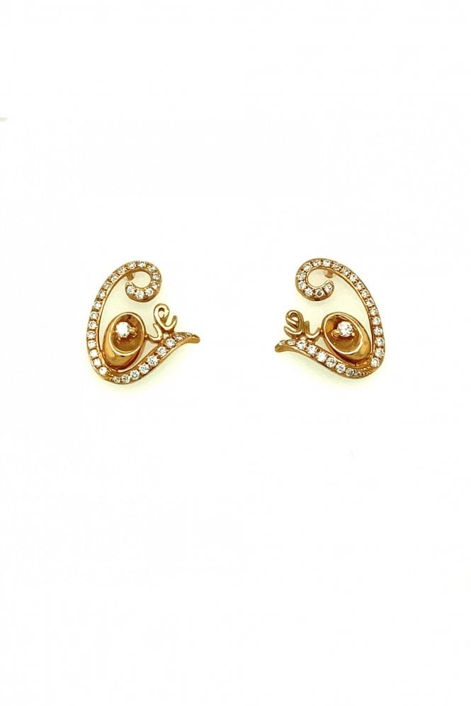 18ct Rose Gold & Diamond "Love" Earrings