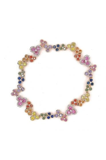 18ct Rose Gold Multicolour Sapphire & Diamond Flower Bracelet