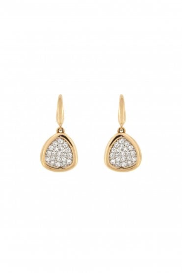 18ct Rose Gold Multistone Diamond Pebble Drop Earrings