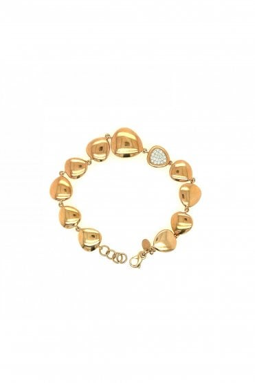 18ct Rose Gold Pebble with Diamond Bracelet