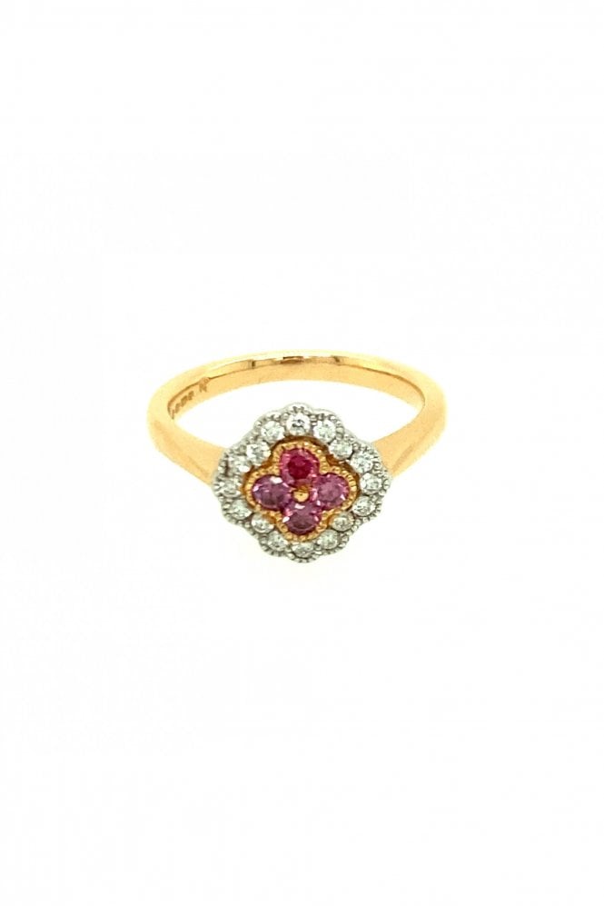 18ct Rose Gold Pink & White Diamond Ring