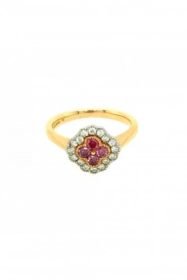 18ct Rose Gold Pink & White Diamond Ring