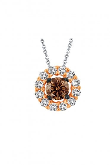 18ct White and Rose Gold Truffle White Diamond Pendant on Chain
