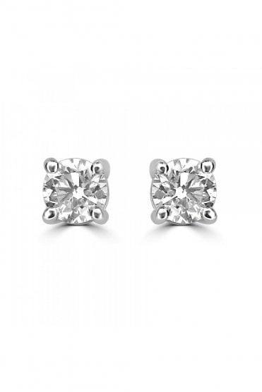 18ct White Gold 0.83ct Diamond Martini Stud Earrings 18ct White Gold Claw Set Round Brilliant Cut