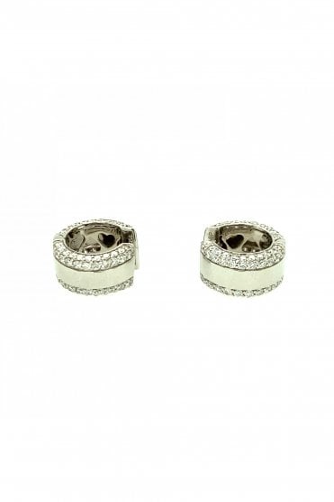 18ct White Gold 2 Row Diamond Hoops  Pave Set Round Brilliant 2.07ct