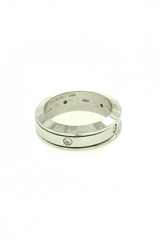 18ct White Gold 3 Band Ring with Diamond Ring