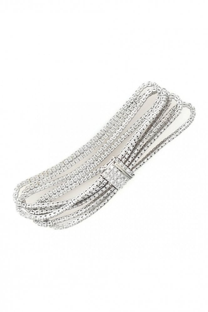 18ct White Gold 5 Row Diamond Bracelet Claw Set Round Brilliant 8.15ct