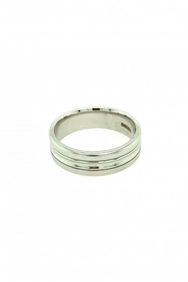 18ct White Gold 7mm Satin and Polished Band Ring