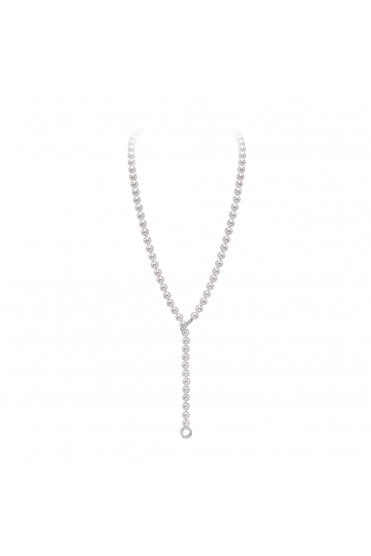 18ct White Gold Akoya Pearl & Diamond Lariat Necklace