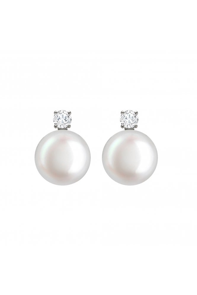18ct White Gold Akoya Pearl & Diamond Stud Earrings Detachable Pearls, Transforming into Diamond Studs