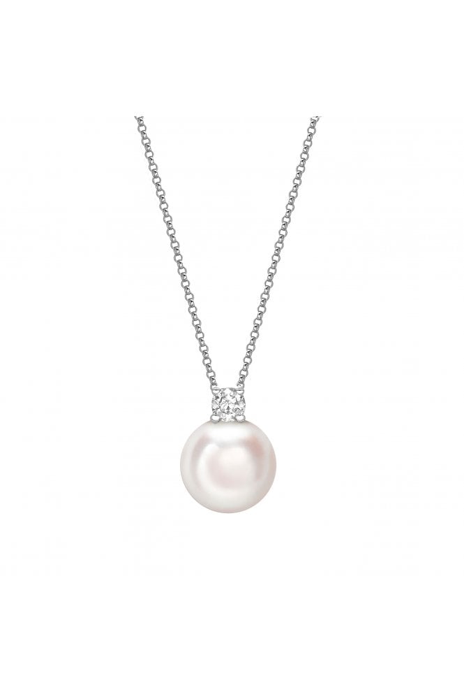 18ct White Gold & Akoya Pearl Necklace   Pearl Colour White