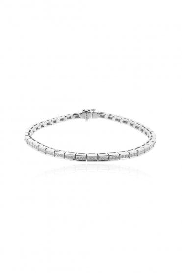 18ct White Gold and Diamond Bar Bracelet