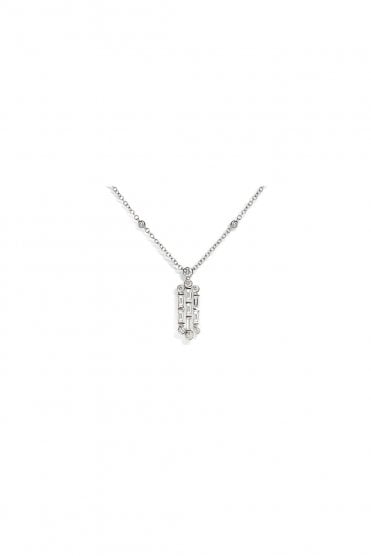 18ct White Gold Art Deco Diamond Pendant On 18ct White Gold Chain