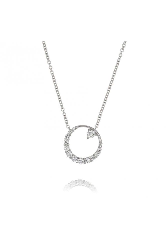 18ct White Gold Circle Diamond Necklace Graduating and Accent Diamonds