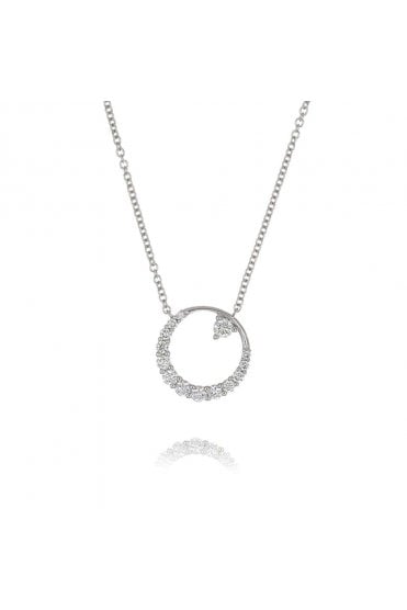 18ct White Gold Circle Diamond Necklace Graduating and Accent Diamonds