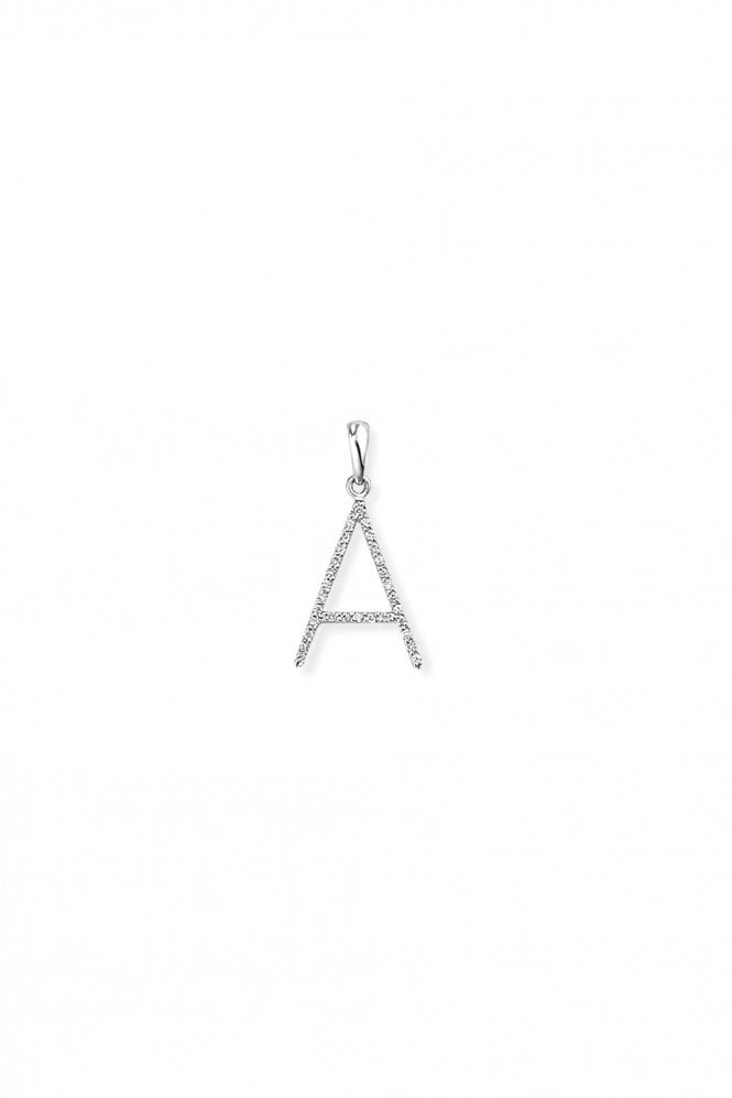 18ct White Gold Diamond A Pendant