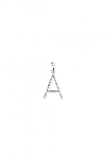18ct White Gold Diamond A Pendant