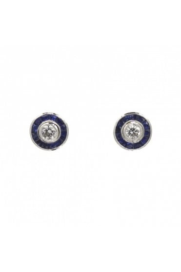 18ct White Gold Diamond and Sapphire Stud Earrings 18ct White Gold Posts & Butterflies