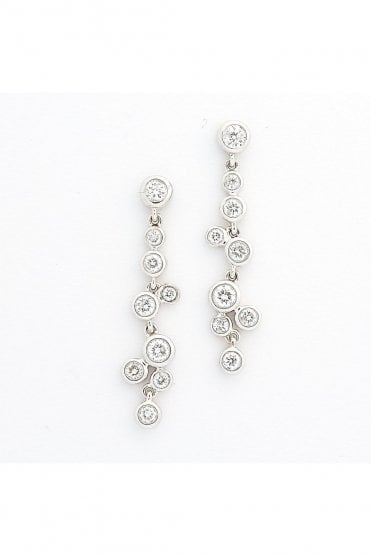 18ct White Gold Diamond Bubble Drop Earrings 18ct White Gold Rub-over Set