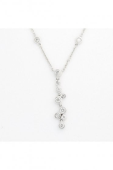 18ct White Gold Diamond Bubble Pendant 18ct White Gold Rub-over Set