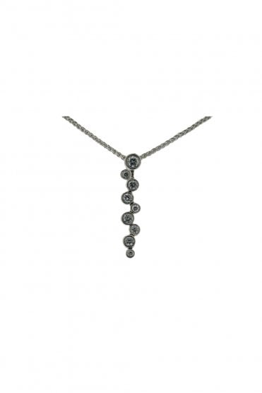 18ct White Gold Diamond Bubble Pendant On 18ct White Gold Chain