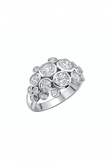 18ct White Gold Diamond Bubble Ring Rubbed Over Set 2.55ct Round Brilliant
