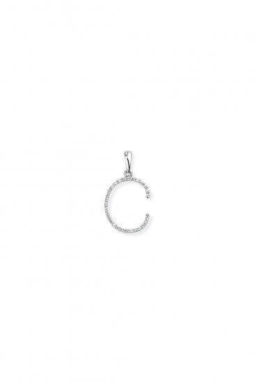 18ct White Gold Diamond C Pendant