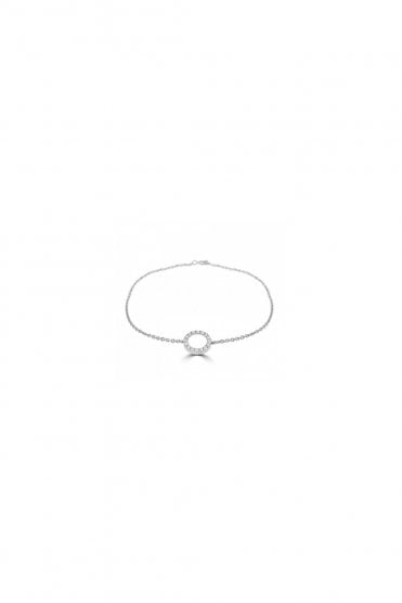 18ct White Gold Diamond Circle Hug Bracelet