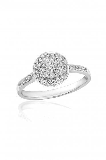 18ct White Gold Diamond Cluster Ring Round Brilliant 0.29ct