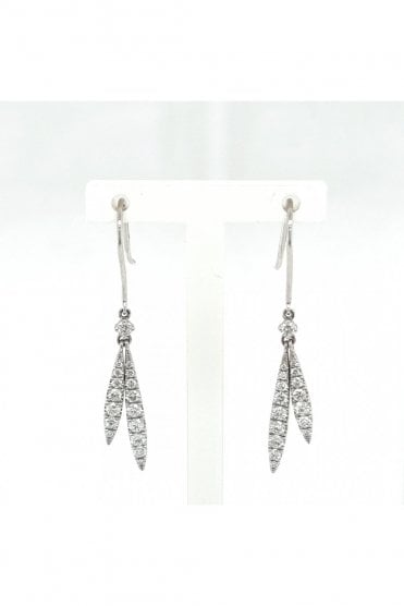 18ct White Gold Diamond Drop Earrings 18ct White Gold Claw Set