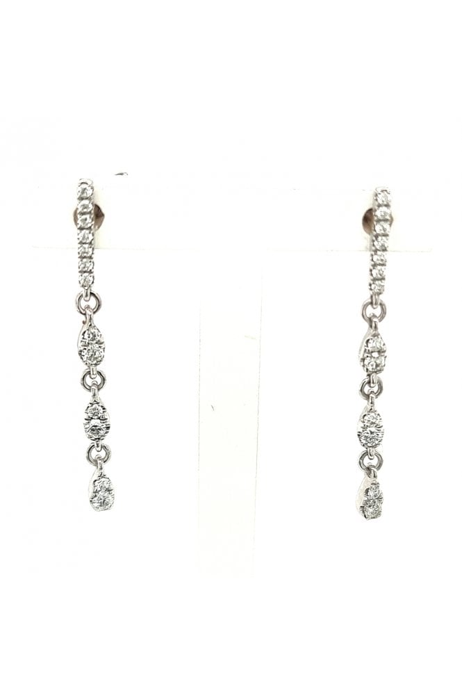 18ct White Gold Diamond Drop Earrings 18ct White Gold Claw Set