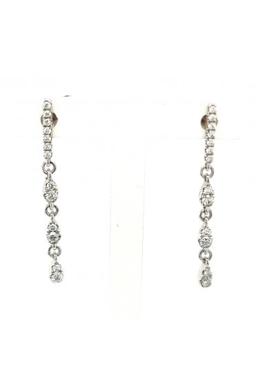 18ct White Gold Diamond Drop Earrings 18ct White Gold Claw Set