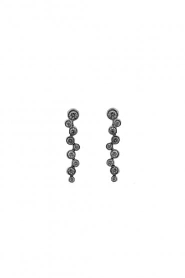18ct White Gold Diamond Drop Earrings 18ct White Gold Rub-Over Set