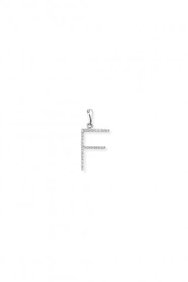 18ct White Gold Diamond F Pendant