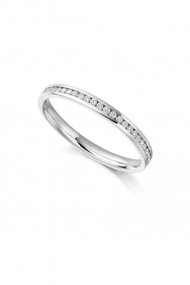 18ct White Gold Diamond Half Eternity Ring Channel Set 0.24ct Round Brilliant