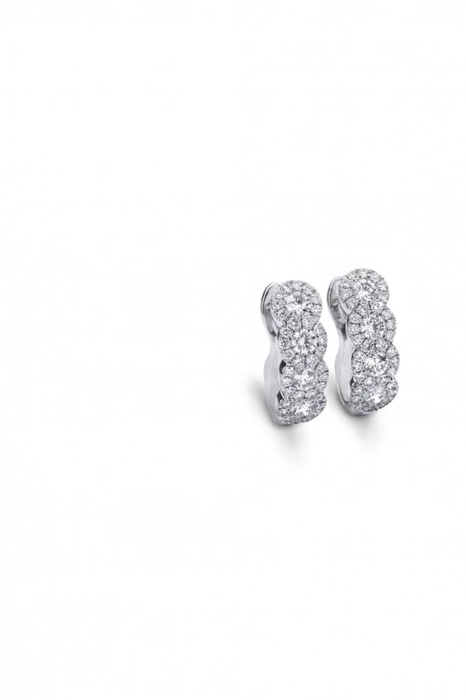 18ct White Gold Diamond Half Hoop Earrings