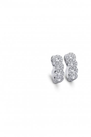 18ct White Gold Diamond Half Hoop Earrings