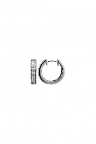 18ct White Gold Diamond Hoop Earring