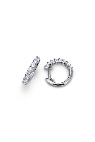 18ct White Gold Diamond Hoop Earrings 18ct White Gold Claw Set