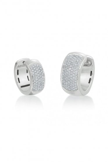 18ct White Gold Diamond Hoop Earrings Diamond Weight 1.00ct