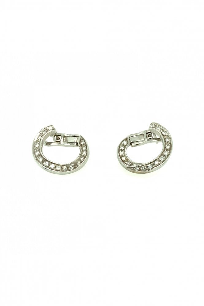 18ct White Gold Diamond Hoop Earrings  Pavé Set 0.10ct Round Brilliant Cut