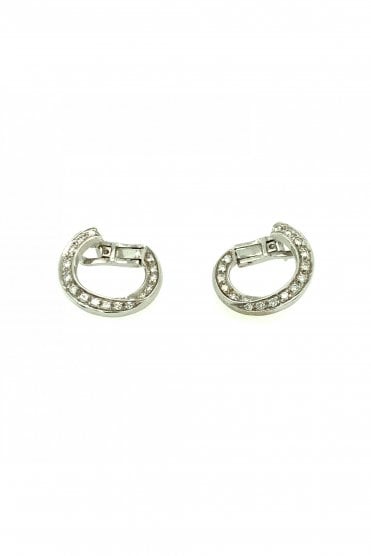 18ct White Gold Diamond Hoop Earrings  Pavé Set 0.10ct Round Brilliant Cut
