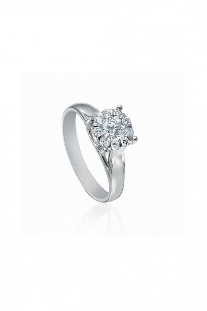 18ct White Gold Diamond Illusion Ring Round Brilliant 0.80ct