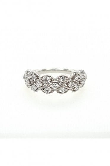  18ct White Gold Diamond Lace Ring Claw Set