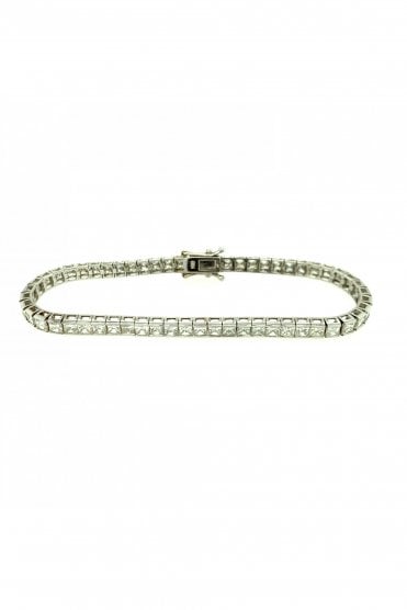18ct White Gold Diamond Line Bracelet Princess Cut 9.04ct