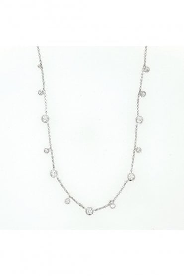 18ct White Gold Diamond Necklace 18ct White Gold Rubbed Over Set
